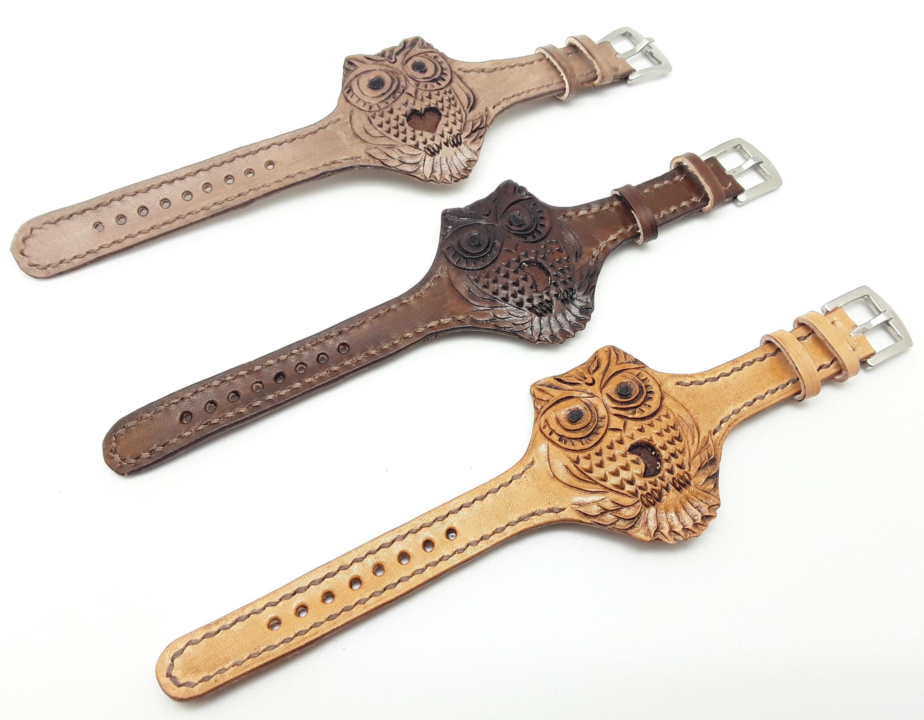 Custom Owl Bracelet | Leather Aromatherapy Jewelry | Adjustable Essential Oil Diffuser | Handmade Pe