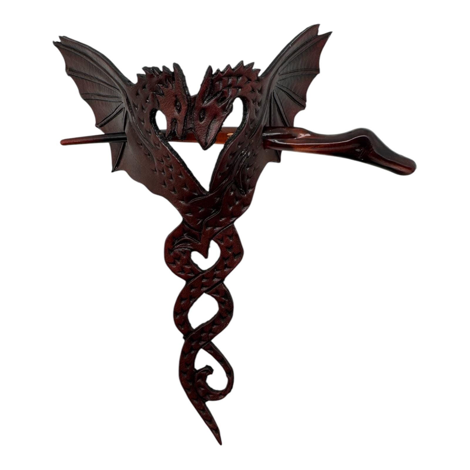 Hand Crafted Leather Dragon Hair Clip / Hairpin / Brooch Handmade Leather Dragon Hairpin – Long Hair Clip, Custom  main image 3