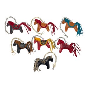 Horse Keychain Charm - Leather Purse Accessory - Handmade Bag Charm - Cute Animal Backpack Charm - Gift for Horse Lover or Daughter