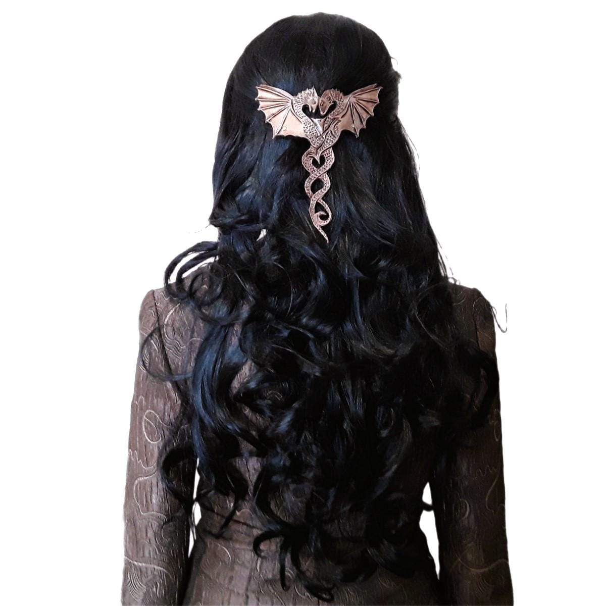 Hand Crafted Leather Dragon Hair Clip / Hairpin / Brooch Handmade Leather Dragon Hairpin – Long Hair Clip, Custom  main image 2