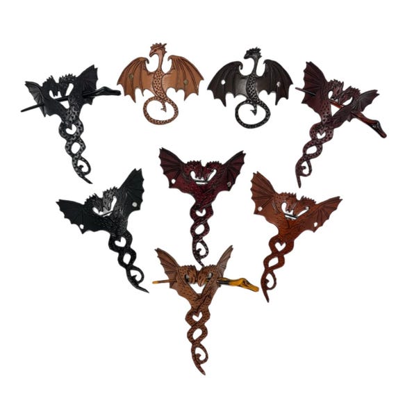 Dragon Hair Clip – Handmade Hair Pin & Barrette, Leather  display picture 1