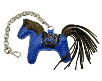 Blue Leather Horse Purse Charm – Cute Keychain & Bag Accessory | Great Gift for Bridesmaids, Sisters, Daughters  Horse Lovers
