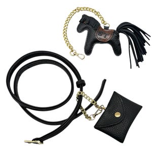 Mini billetera con cadena • Cinturón de cuero hecho a mano • Regalo de aniversario • Cinturón fino y delgado • Accesorio de viaje • Regalo para mujeres • Llavero de caballo