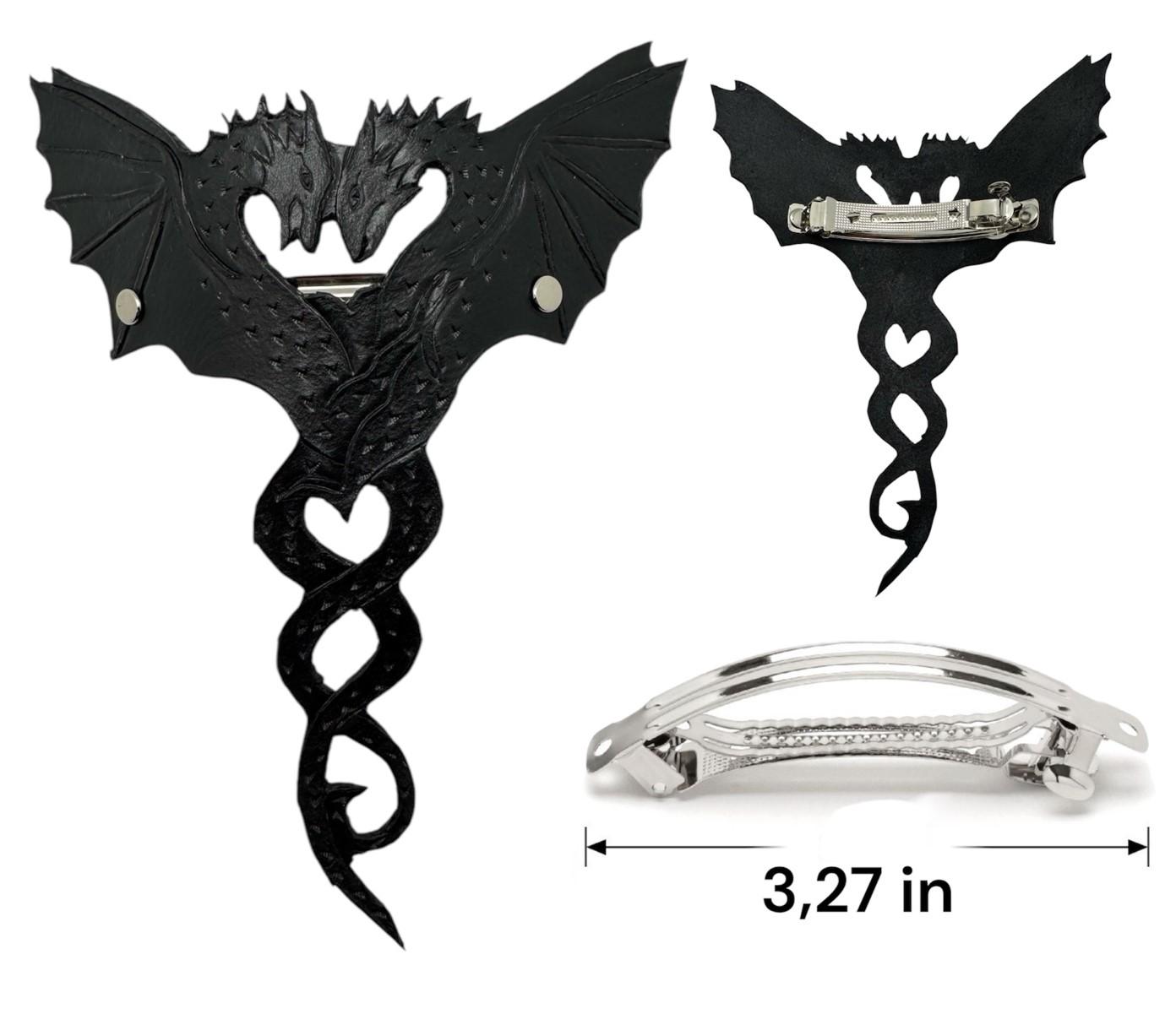 Handmade Leather Dragon Hairpin – Long Hair Clip, Custom 