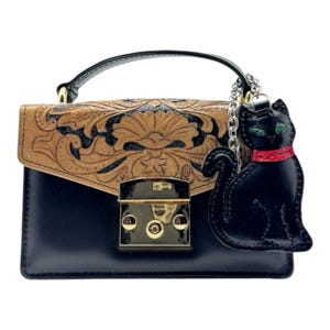 Petit sac à bandoulière en cuir | Sac à bandoulière fait main | Porte-documents de créateur |  Sacoche noire | Cadeau pour elle | Sac à main du 3e anniversaire | Élégant