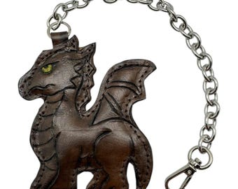 Dragon Bag Charm Gift For Girlfriend • Handmade Leather Keychain • Lucky Animal Charm • Backpack Accessory • Personalized Gift