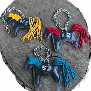 Personalised Horse Keychain, Cute Leather Bag Charm, Backpack Accessory, Lucky Purse Decor, Christmas or Birthday Gift for Her or Girlfriend