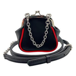 Bolsa Kiss Lock, acessórios de couro, pingente de bolsa de corrente, bolsa com fecho fofa, carteira de moedas preta, bolsa de ombro vintage para mulheres, presente para ela