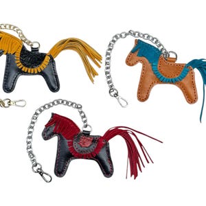 Horse Keychain Charm - Leather Purse Accessory - Handmade Bag Charm - Cute Animal Backpack Charm - Gift for Horse Lover or Daughter