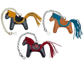 Horse Keychain Charm - Leather Purse Accessory - Handmade Bag Charm - Cute Animal Backpack Charm - Gift for Horse Lover or Daughter
