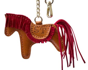 Leather Horse Bag Charm – Handmade Purse Charm, Lucky Horse Ornament, Gift for Girlfriend, Leather Jewelry , Leather Accessories & Keyring