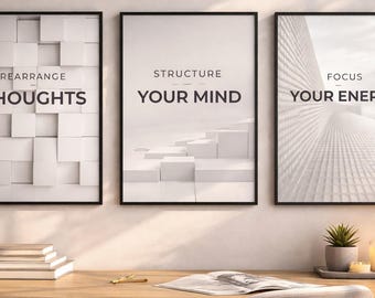 Conjunto de 5 láminas minimalistas para pared, pósteres digitales, imágenes motivacionales, diseño de interiores neutro, descarga imprimible, formato 4:5