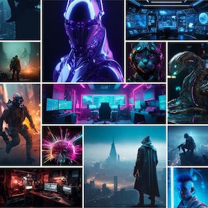 150+ Cyberpunk Wallpaper MEGA Bundle Digital Download – Futuristic City, Glitch Art, Samurai, Hacker, Animals – 4K Art Prints & Backgrounds