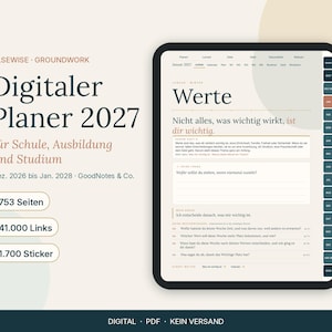 GoodNotes対応デジタルプランナー2027（ドイツ語版）、学校、研修、大学、連携機能付き、ステッカー1700枚 画像 1