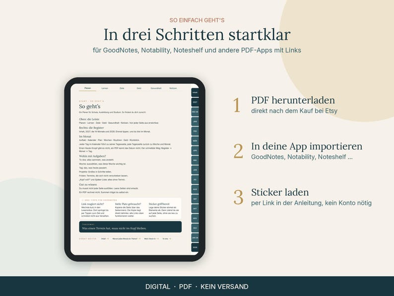GoodNotes対応デジタルプランナー2027（ドイツ語版）、学校、研修、大学、連携機能付き、ステッカー1700枚 画像 14