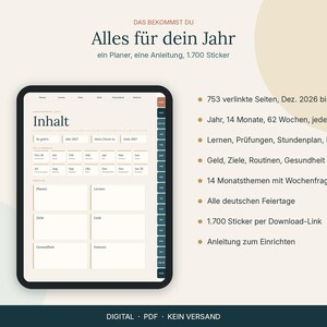 GoodNotes対応デジタルプランナー2027（ドイツ語版）、学校、研修、大学、連携機能付き、ステッカー1700枚 画像 2