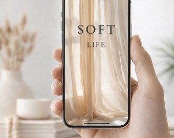 Paquete de 5 fondos de pantalla para smartphone 9:16 Estética Soft Life | Conjunto de fondos para iPhone | Descarga digital | Autocuidado, calma, arte minimalista