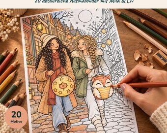 Cozy Malbuch Herbst, 20 gemütliche Ausmalbilder zum Ausdrucken für Teenager und Erwachsene, Malvorlagen PDF Deutsch