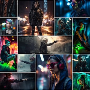 300+ Cyberpunk Girls Mega Bundle – Digital Download – Female Characters, Manga, Sci-Fi, Wallpaper, Poster, Stream Art, 4K Backgrounds