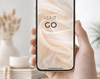 5 fondos de pantalla digitales para teléfono: conjunto de fondos minimalistas beige para iPhone, estética de afirmación relajante.