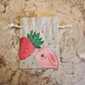 Hand Painted Mini Animal-Themed, Coin Purse, Strawberry, Blueberry