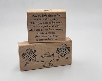 Never Find Frogs in your underpants Poem set Rubber Stamp animals