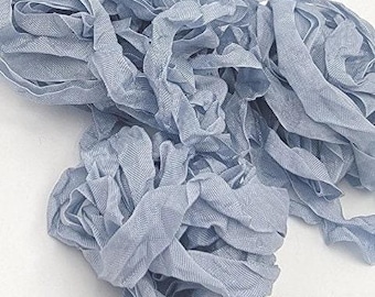 Celestite Blue Shabby Chic RIBBON crinkled seam binding - 4 yards