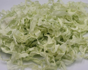 Sweet Pale Pear Green Shabby Chic Vintage Rustic RIBBON crinkled seam binding - 4 yards Rayon