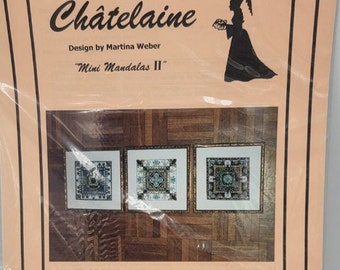 Chatelaine Mini Mandalas 2 Martina Weber Cross Stitch Pattern and Aida Pearl Gray Mill Hill Glass seed Beads