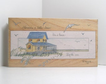 HOUSE by the Sea Huge Rubber Stamp Happen beach cottage