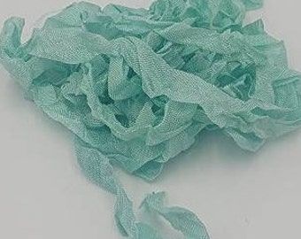 Seafoam Green Shabby Chic Vintage Rustic RIBBON crinkled style seam binding - 4 yards Rayon