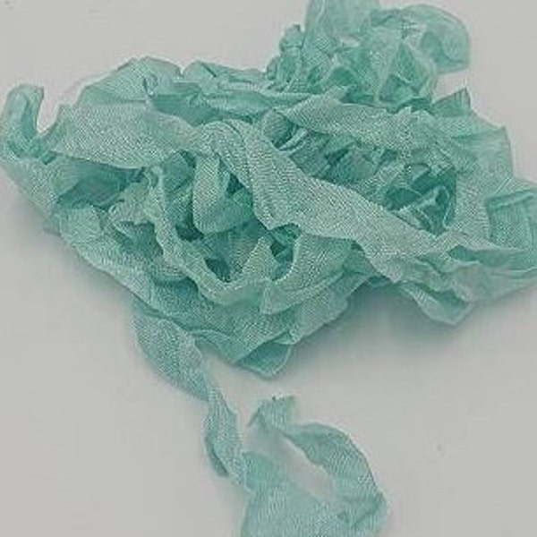 Seafoam Green Shabby Chic Vintage Rustic RIBBON crinkled style seam binding - 4 yards Rayon