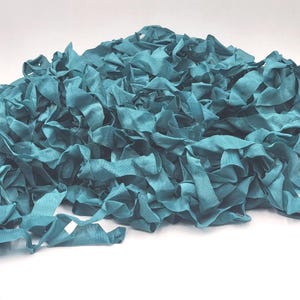 Classic Calypso Teal Shabby Chic RIBBON crinkled seam binding - 4 yards Rayon