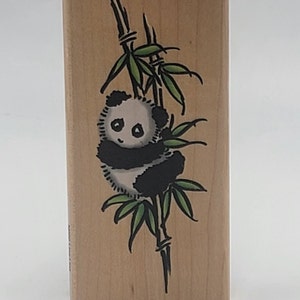 Ling-Ling CHINA Panda on Bamboo tree Rubber Stamp