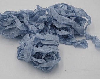 Celestite Blue Shabby Chic RIBBON crinkled seam binding - 4 yards