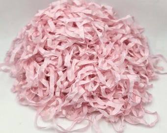 Tea Rose Pink 1/4" Wide Rare Shabby Chic RIBBON crinkled seam binding - 4 Yards rayon