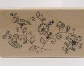 MODESTY FLOWERS Background Rubber Stamp Penny Black