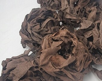 Primitive Brown Copper Shabby Rustic RIBBON Crinkled Vintage Seam ...