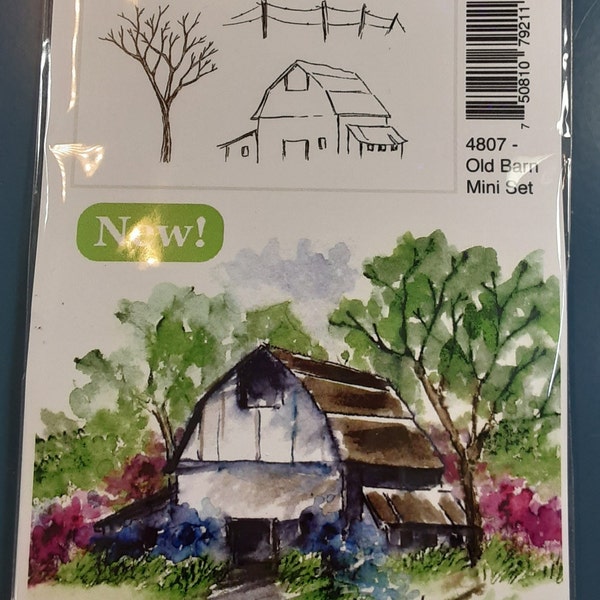 Barn Rubber Stamp Etsy
