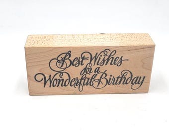 PSX Saying Best Wishes for a WONDERFUL BIRTHDAY Rubber Stamp Elegant Script