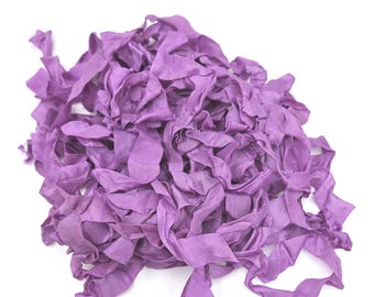 Purple Amethyst Dream Shabby Vintage RIBBON crinkled seam binding Rayon 4 yards
