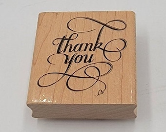 elegant Thank You Rubber Stamp cursive font