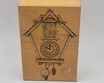 Large Cuckoo Clock German Antique Rubber Stamp Railway House Style Pendulum Birds