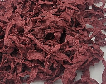 Autumn Rose Mulberry Shabby Chic Vintage RIBBON crinkled seam binding - 4 Yards limited edition rayon