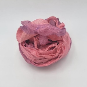 Tender Tasteful Purple Pink Shabby Chic RIBBON crinkled vintage seam binding - 4 yards