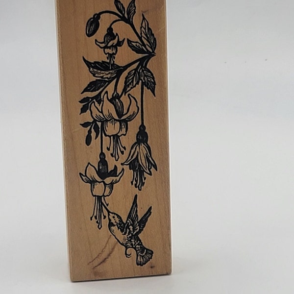 Hummingbird and FUCHSIA BOTANICAL Flower PSX Rubber Stamp bird plant floral garden