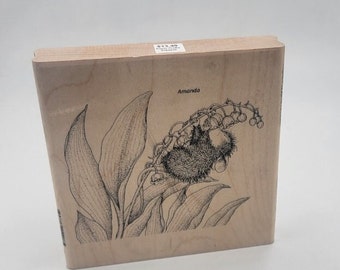 Lily of the Valley House Mouse Rubber Stamp Amanda flowers