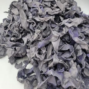 Enchanted Magic Purple Gray Shabby Chic RIBBON wrinkled seam binding - 4 yards