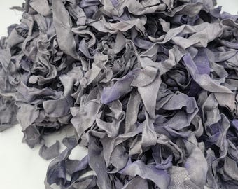 Enchanted Magic Purple Gray Shabby Chic RIBBON wrinkled seam binding - 4 yards