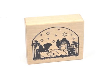 PSX Little Town of Bethlehem Christmas Night arch stars Rubber Stamp